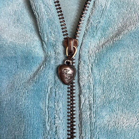 Twisted Heart Terry Cloth  Blue Fitted Hoodie - Picture 4 of 11